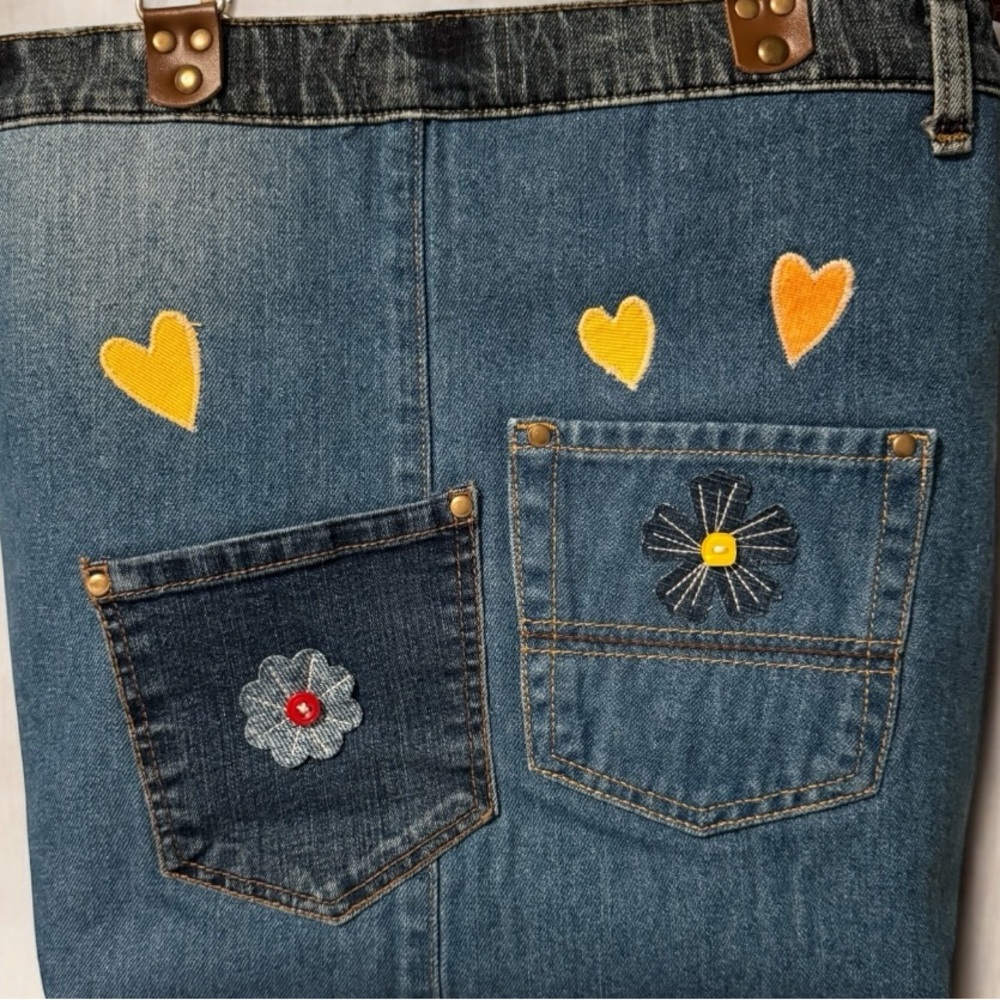 Handmade Upcycled Denim Tote Bag – Dragonfly & Patchwork Design - Picture 15 of 15